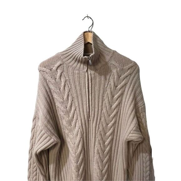 Naadam Womens Sweater Size M Wool  Cashmere Open Back Turtleneck Half-Zip - Picture 4 of 10